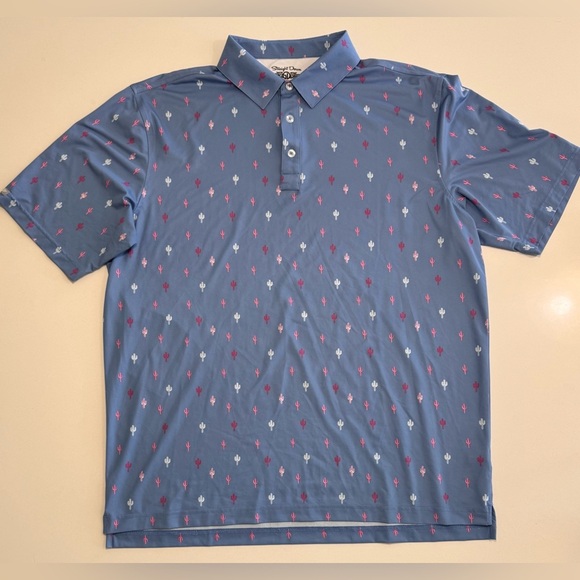 Straight Down Men’s Patriot Golf Performance Polo Size XXL Cactus/Striped - Picture 2 of 11